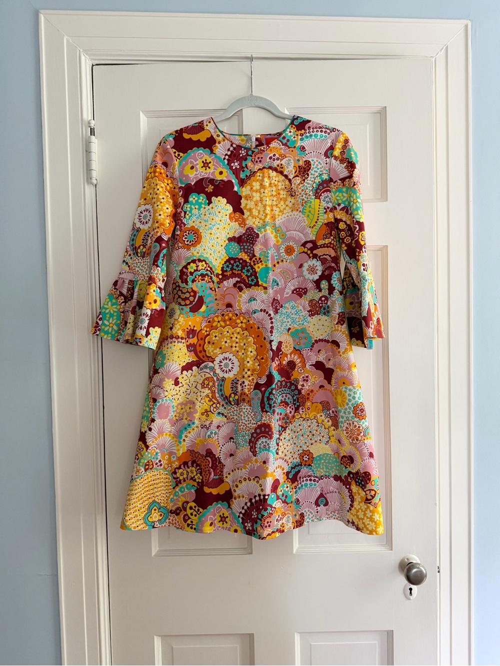 LA DoubleJ Girls' Multicolor Floral Swing Dress in Yellow, Pink & Teal